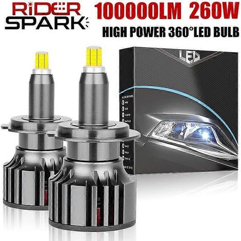 Ampoules de phares de voiture LED H7 Canbus 360 H4 H1 100 000 lm 260 W HB3 HB4 9012 Turbo avec lentille de projecteur H11 9005 6 000 K - AquaForge (1/4)