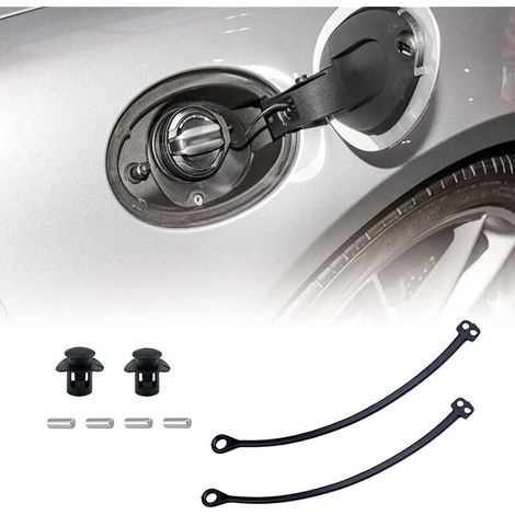 Lot de 2 sangles de maintien pour bouchon de réservoir de carburant VW et Audi, câble de remplacement avec 4 broches et 2 clips pour bouchon de réservoir. (1/5)