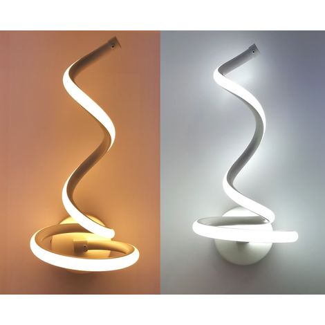 Applique a parete spirale LED 12W lampada muro moderno bianco per camera bagno interno fredda bianca 6500k (1/5)