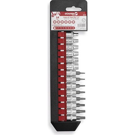 Set mit 14 Stk. 1/4 Torx-Steckschlüsseln und Bits  DOGHER 503-052