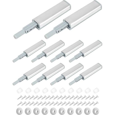 Lot de 10 ouvre-portes à pression magnétiques, amortisseur porte placard, fixation à vis, pour tiroirs, commodes (1/5)