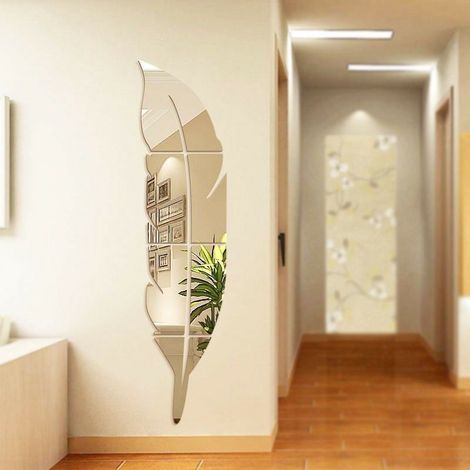 Miroir Stickers Muraux, Auto-Adhésif DIY Art Miroir Stickers (Argent) 73x18cm (1/5)