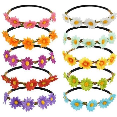 Bandeaux à Couronne - Non spécifié - Multicolore - 10 Pièces - Élastique - Fleurs (1/4)