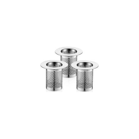 Filtre a Cheveux Douche, 3 Pièces Inoxydable Filtre Lavabo Salle de Bain, 5,5 × 5cm Bouchon Lavabo Filtre pour Balcon- Crezuo (1/3)