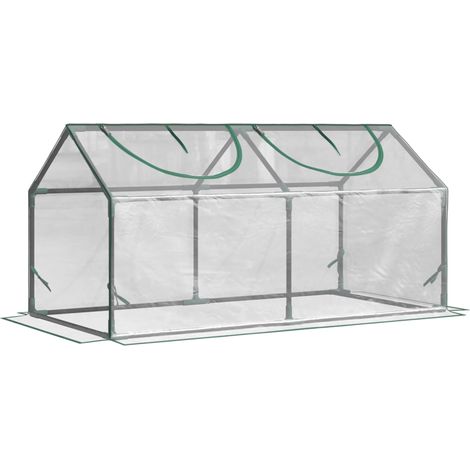 Mini Serra da Giardino con 2 Finestre 119x60x60 cm Copertura PVC Anti-UV Trasparente (1/5)