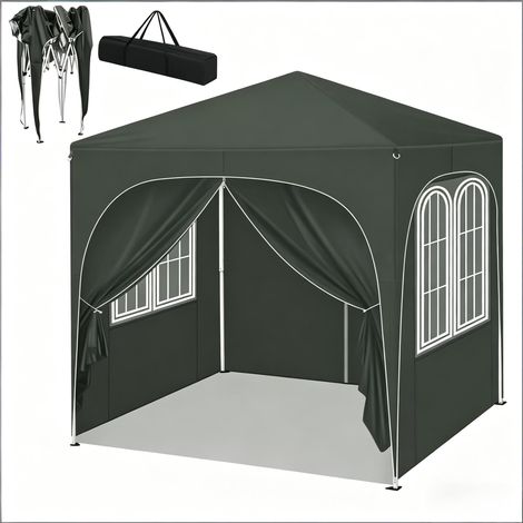 CAIziTonnelle pliante 2x2 m grise réglable imperméable UV 50+ 4 panneaux