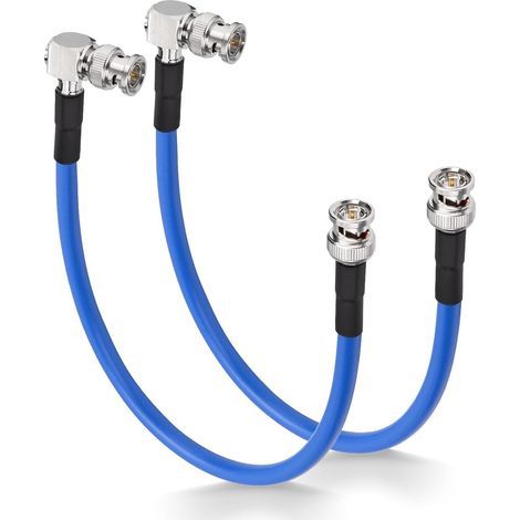 x 30cm Right-Angle SDI BNC Cables, RG6, 75 Ohms, Gold-Plated Connectors for CCTV Cameras and Video Monitors (1/5)