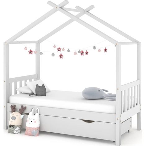 vidaXL Giroletto per Bambini con Cassetto Bianco Legno Pino 80x160 cm (1/5)