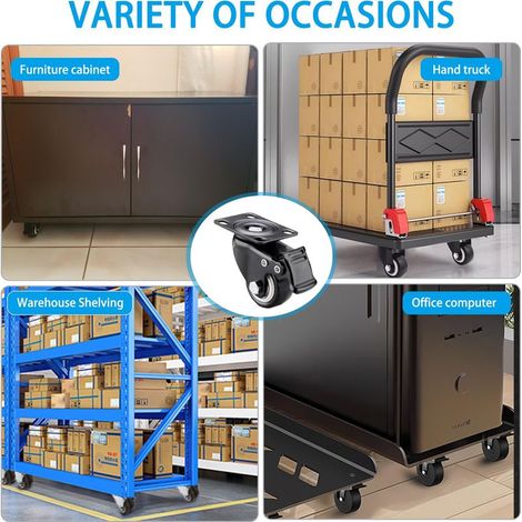4 Pièces Roulette Charge Lourde 50mm - Roulettes Pivotantes à Frein, Portée 280KG, Roues Noires en Caoutchouc pour Meubles Lourds, Tables, Armoires, Étagères, Usage Industriel (1/5)