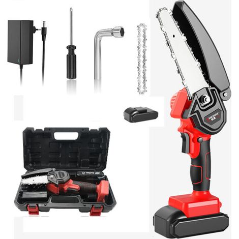 Mini motosega elettrica a batteria, potatore elettrico con caricabatterie e 1 batteria da 21 V, 6 pollici, 600 W