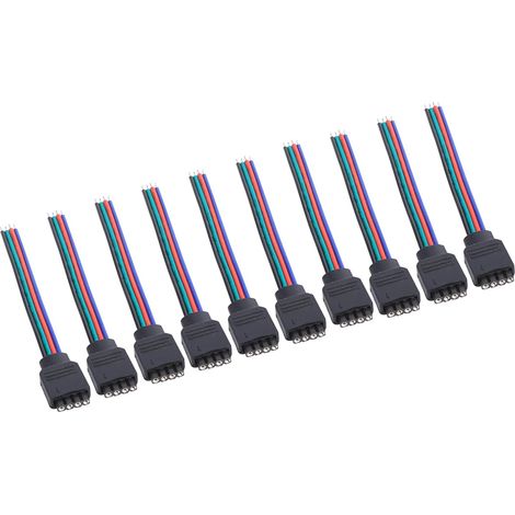 10 Pieces 4-Pin Male to Female Connector Cable, 4-Pin LED Strip Cable, Solderless Connection Wire, Ideal for 3528 5050 SMD LED Strip Lights (1/5)