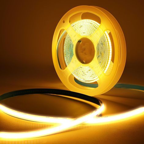 x 3m COB LED Strip, 24V Warm White Dimmable, 320 LEDs/M, 8mm Width, with Power Supply and Remote Control for Home Decoration (1/5)