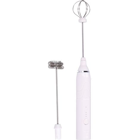Mousseur à lait 3 vitesses, mélangeur multifonction portable, machine à mousser le lait électrique, chargement USB (blanc) (1/5)