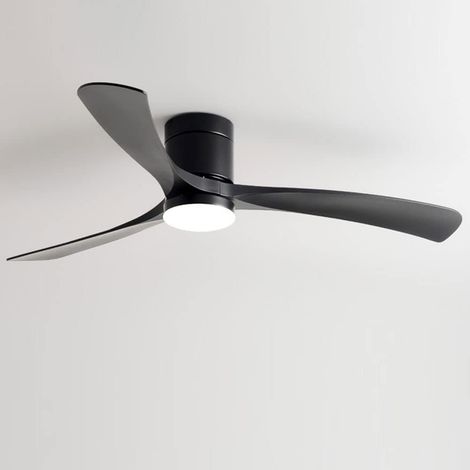 Ventilateur de plafond 96 cm avec lumière LED 24W, télécommande et commande murale,variation d'intensité continue, 6 vitesses, moteur DC réversible, pales ABS, Noir (1/4)