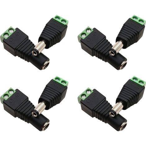 Connecteur d'Alimentation DC 5,5 mm x 2,1 mm, Lot de 4 Mâle et Femelle 12V, Adaptateur Prise pour Caméra de Vidéosurveillance et Système LED (1/5)