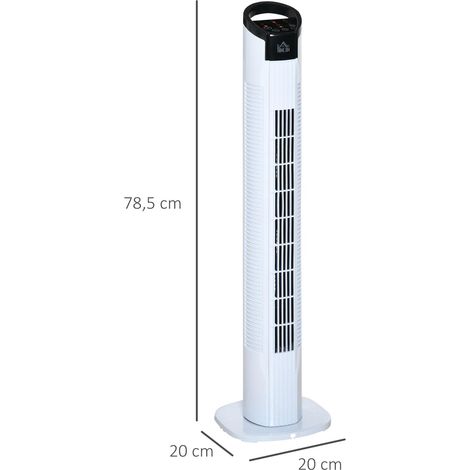 Ventilateur tour 50 W avec télécommande, 3 vitesses, minuterie et oscillation à 70°, Ø 20 x 78,5 cm, blanc (1/5)