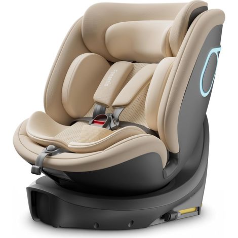 AS5 i-Size Car Seat, 360 Swivel, ISOFIX, Ergonomic, Adjustable, Beige (1/5)