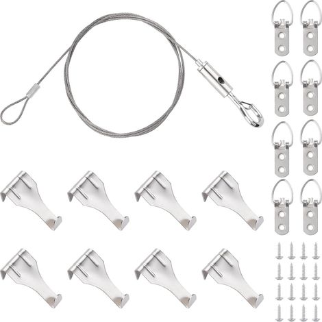 Kit de suspension pour photos de petit format, crochet de suspension avec crochet unique réglable en acier inoxydable pour l'affichage d'art, miroir, panier (1M) (1/5)
