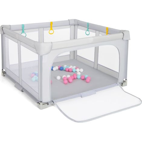 Box pieghevole per bambini con palline e porta con cerniera, grigio