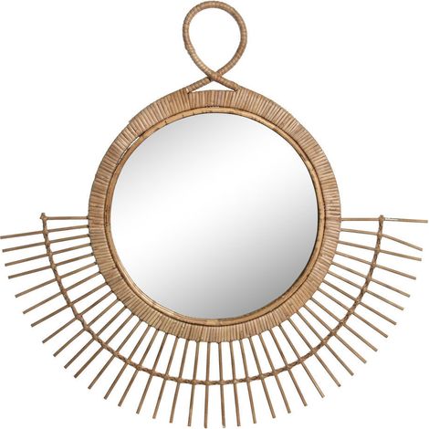 DKD Home Decor Miroir mural rond marron rotin 68 cm (1/3)