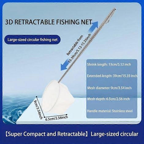 Épuisette extensible en acier inoxydable, épuisette pour aquarium, petite épuisette 3D, épuisette extensible à mailles fines pour poissons d'ornement tropicaux, grande ronde - couleur chair (1/5)