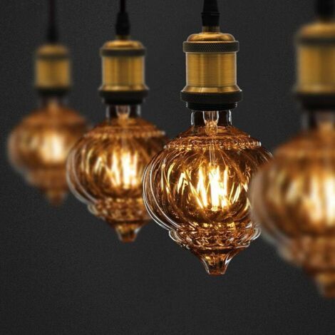 Bombillas LED vintage de 4 W, blanco cálido, 2700 Kelvin, globo grande, cristal, 220/240 V, rosca Edison, base E27, bombilla decorativa especial G125 (farol). (1/4)