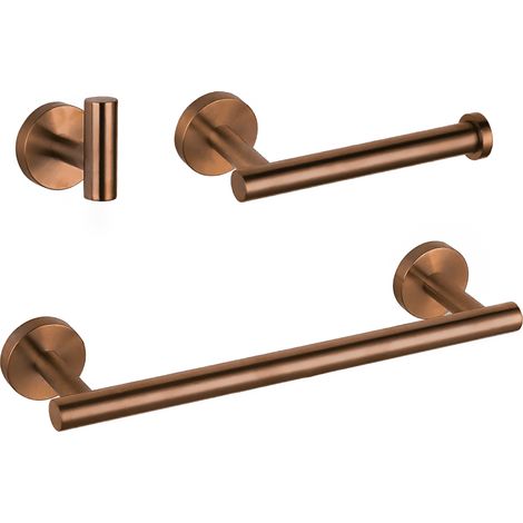 Conjunto baño oro rosa mate 40 cm acabado cepillado Percha Valaz (1/4)