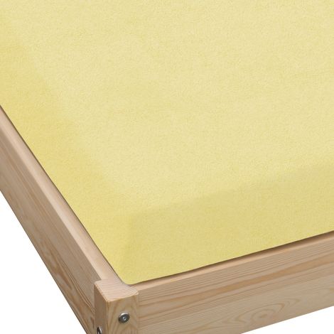 Lenzuolo con angoli in spugna 90x200, giallo chiaro, spesso (1/3)