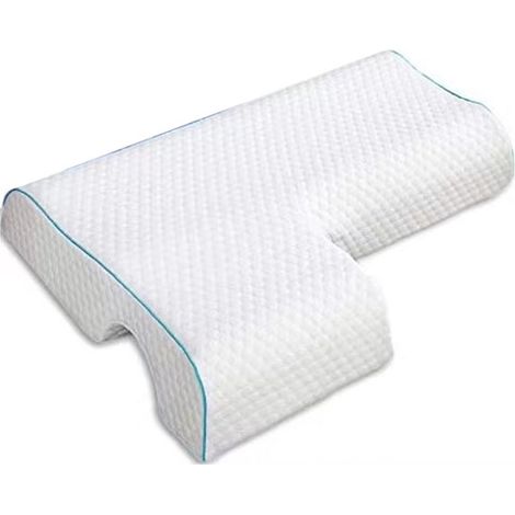 Oreiller incurvé pour couples, en mousse à mémoire de forme respirante et à rebond lent, pour un sommeil en douceur et sans pression.-AquaForge (1/5)