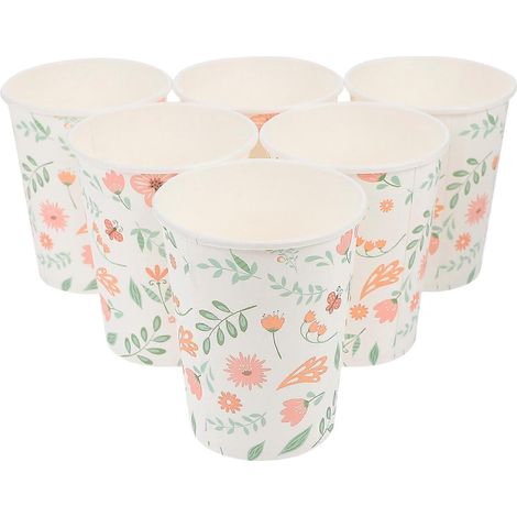 Gobelets en papier à motifs floraux, pour fêtes, paquet de 32, jetables, multicolores (1/5)