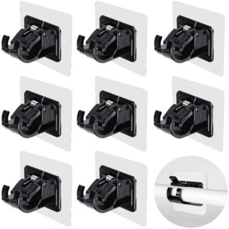 Set mit 8 Gardinenstangenhalterungen, bohrfreie Stangenhalterung, selbstklebend, transparent, schwarz, bohrfreie Gardinenstangenstütze, bohrfreier Gardinenhaken - (1/4)