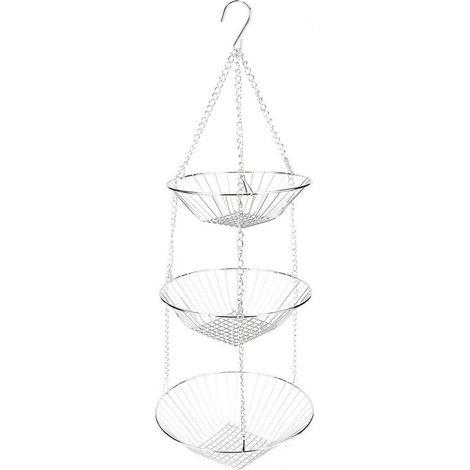 Panier fruits légumes fleurs acier inoxydable – trois couches suspendu – stockage – mariage anniversaire banquet (1/5)