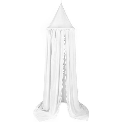 Dome blanc anti-moustique pour lit rond bébé enfants, moustiquaire voilage décoration chambre à coucher (1/5)