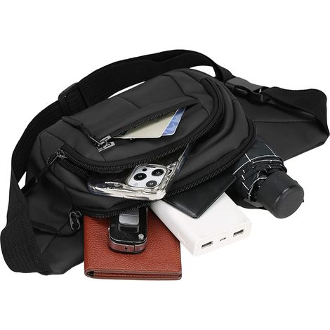 Sac banane homme, grande capacité, portefeuille bandoulière étanche - idéal pour les activités de plein air, la randonnée, les voyages, la salle de sport, la course à pied, le sport, l'entraînement et (1/5)