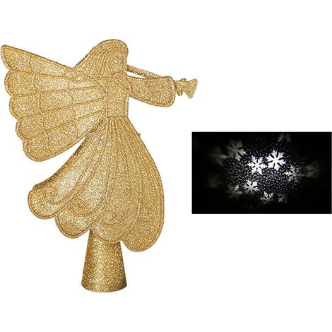 Ange de Noël pour sapin avec flocon LED rotatif lumineux (1/5)
