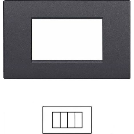 Placche Compatibili Bticino LIVING LIGHT placca 3 4 7 moduli per supporti LN4703 T02-4 posti-nero