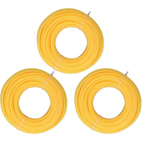 3er-Pack Stern-Trimmfaden aus Nylon, Rasenmäherfaden, Ersatzfaden für Grastrimmer, 3 mm Durchmesser, 15 Meter Länge