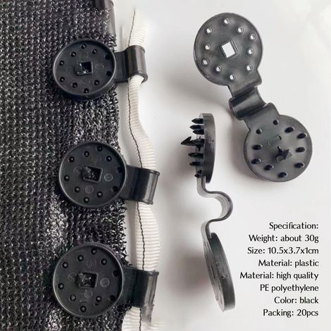 BRAVIX 20 pièces Clip spécial avec œillet, Clips De Fixation pour Filet De Dissimulation Et Ombrage, pour Filet occultant, Filet d'ombre, Brise-Vue, Filet de Protection de clôture (1/5)