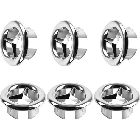 6 Pcs Anneau de Débordement d’Évier, Bouchon Trop Plein Lavabo Couvercle de Trop-Plein de Trou d'Évier Rond pour Salle de Bain, Cuisine, Lavabo, Baignoire, Évier (1/5)