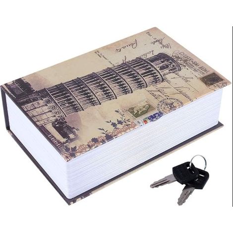 Dictionary Book Secret Safe Security Box Coffre-fort Livre avec Serrure à Combinaison Tirelire Cachée Security Lockup Tirelire avec Clés Pisa Leaning Tower Type (1/5)