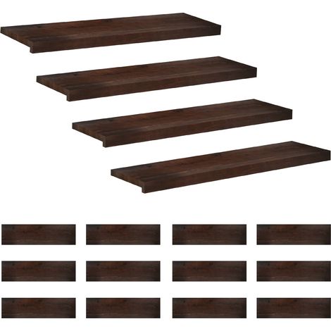 Alfombras para escalones 16 uds. 100 x 25 x 2 cm Marrón Oscuro vidaXL