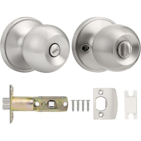 Ensemble poignée et serrure de porte en acier inoxydable, sans clé, pour installation domestique et usage quotidien.-AquaForge (1/5)