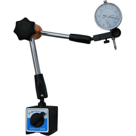 BASE MAGNETICA SNODABILE+COMPARATORE CENTESIMALE 0-10mm 0,01mm FORZA 60kg TORNIO