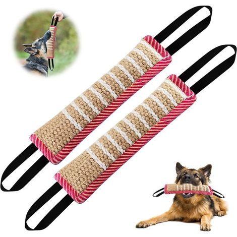 Boudin à Mordre pour Chien, 2 Pièces en Jute, Jouet Mordant Résistant avec Boucles, Idéal Chiens Moyens et Petits (1/5)