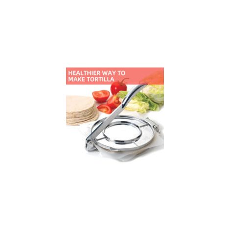 QORVA- Presse à Tortilla 8 pouces, farine robuste en alliage d'aluminium, machine à Roti pré-assaisonnée avec poignée pour tarte au maïs/pâte à Pizza