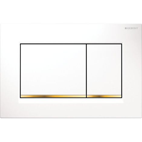 Plaque de commande carrée Geberit Sigma20 (anciennement Sigma30) pour double chasse : blanc, or (115.883.KK.1)