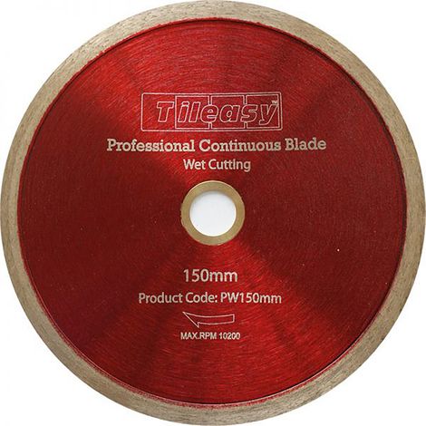 Tileasy 150mm Professional Wet Continuous Blade with 10mm Diamond Cutting Rim - PW150