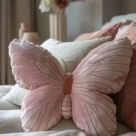 Filiyano-Coussin papillon, coussin en velours pailleté rose en forme de papillon, coussin décoratif brillant à ressorts en forme d'animal pour canapé (1/4)