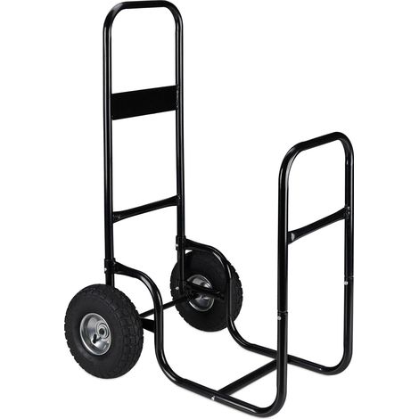 Práctico carro para leña para transporte y almacenamiento 90 x 40 x 40 cm de acero negro 130010975 (1/5)