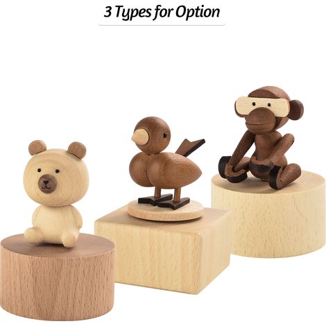 Spieluhr aus Holz mit niedlicher Figur – Dekoratives Wohnaccessoire, musikalisches Geschenk für Geburtstag, Weihnachten oder Valentinstag (1/3)